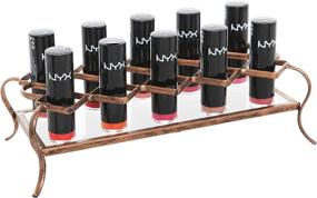 img 4 attached to MyGift Vintage Rose Gold Lipstick Lipgloss Mascara Organizer Tray: 10-Slot Metal & Acrylic Makeup Vanity Holder