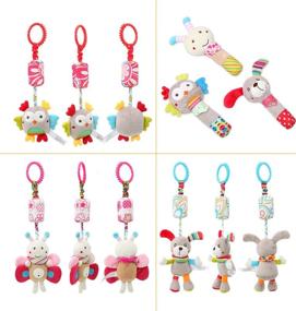 img 2 attached to 6 Pcs Baby Hanging + Hand Rattles Toys: Soft Crinkle Squeaky Sensory Learning Toy Set for Babies and Toddlers