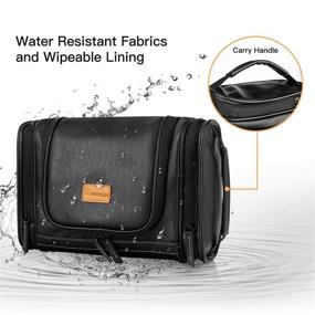 img 1 attached to 🧳 MIRASON Hanging Toiletry Bag for Men - Dopp Kit, Waterproof Leather Travel Organizer with Metal Hook & Handle for Bathroom, Shower, Cosmetics, Camping, Brushes & Shaving - Black