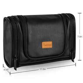 img 3 attached to 🧳 MIRASON Hanging Toiletry Bag for Men - Dopp Kit, Waterproof Leather Travel Organizer with Metal Hook & Handle for Bathroom, Shower, Cosmetics, Camping, Brushes & Shaving - Black