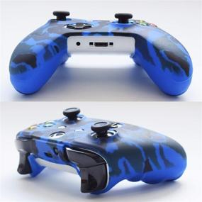 img 1 attached to 🎮 Hikfly Silicone Gel Controller Cover Skin Protector Kits: Xbox One/S/X - Camouflage Blue/Red with Thumb Grip Caps - High Performance Gaming Accessories