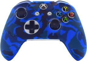 img 2 attached to 🎮 Hikfly Silicone Gel Controller Cover Skin Protector Kits: Xbox One/S/X - Camouflage Blue/Red with Thumb Grip Caps - High Performance Gaming Accessories