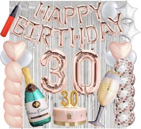 img 4 attached to 🎈 Rose Gold 30th Birthday Party Balloons and Decorations Bundle - 43-Piece Set Including Happy Birthday Balloons, Number 30 Balloons, and Air Pump - All-in-One Party Supplies