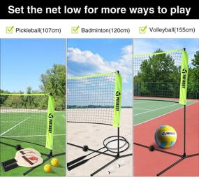 img 2 attached to 🏸 Patiassy 17ft Indoor Outdoor Court Backyard Combo Set: Portable Pickleball Volleyball Badminton - Includes Net, 2 Rackets, 3 Shuttlecocks, 1 Volleyball, 2 Pickleball Paddles, and 2 Pickleballs