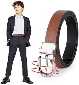img 4 attached to JASGOOD Leather Reversible Uniform Rotated Boys' Accessories and Belts