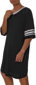 img 2 attached to 👕 Cotton V-Neck Nightwear Sleep & Lounge Nightshirt for Men