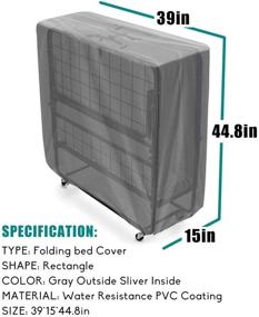 img 2 attached to 🛏️ WES Folding Bed Storage Cover - Indoor/Outdoor Waterproof, Adjustable Protection – Multifunctional Protective Cover (Gray, 39” L x 15” W x 44.8” H)