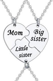 img 4 attached to YEEQIN 3PCs/Set Mom Big Sister Little Sister Mom Necklaces Set | Heart Jewelry Set for Mother and Daughters | Matching Necklaces