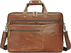 img 3 attached to 👜 Premium 18" Full Grain Leather Business Briefcase for Men - Fits 17.3" Laptop