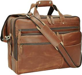 img 4 attached to 👜 Premium 18" Full Grain Leather Business Briefcase for Men - Fits 17.3" Laptop