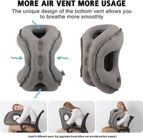img 1 attached to 🌍 Надувная подушка для путешествий: идеальное решение для облегчения боли в шее и плечах во время авиаперелетов! В комплекте бесплатная маска для глаз, беруши, серый.