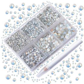 img 4 attached to 🔮 AD Beads 4300 Pieces Flat Back Nail Art Rhinestones in Opal White - 6 Sizes (2-6.5mm) with Storage Organizer Box and Rhinestones Picking Pen for Nail Art, Phone Decorations, Crafts, and DIY