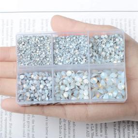 img 2 attached to 🔮 AD Beads 4300 Pieces Flat Back Nail Art Rhinestones in Opal White - 6 Sizes (2-6.5mm) with Storage Organizer Box and Rhinestones Picking Pen for Nail Art, Phone Decorations, Crafts, and DIY