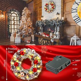 img 3 attached to 🎄 Snow Flocked Christmas Wreath with Lights, 16'' Pre-lit Artificial Winter Front Door Wreath Pinecones Mixed Decorations, Outdoor Xmas Garland for Holiday New Years Indoor Wall Window Fireplace (Quntis)