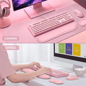 img 2 attached to 🎀 Canjoy Keyboard Wrist Rest Pad and Mouse Wrist Cushion Support Pad Kit - Pink, PU Leather, Memory Foam, for Computer, Laptop, Office - Easy Typing, Pain Relief, Gaming Wrist Rest