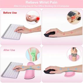 img 1 attached to 🎀 Canjoy Keyboard Wrist Rest Pad and Mouse Wrist Cushion Support Pad Kit - Pink, PU Leather, Memory Foam, for Computer, Laptop, Office - Easy Typing, Pain Relief, Gaming Wrist Rest