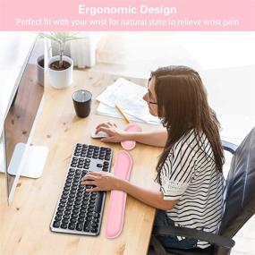 img 3 attached to 🎀 Canjoy Keyboard Wrist Rest Pad and Mouse Wrist Cushion Support Pad Kit - Pink, PU Leather, Memory Foam, for Computer, Laptop, Office - Easy Typing, Pain Relief, Gaming Wrist Rest