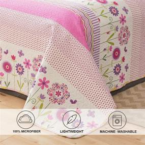 img 2 attached to 🌸 Ycosy Girls Floral Quilt Set Twin Pink Flower Bedding Sets