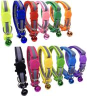 🐱 paccomfet - 12 pcs reflective nylon breakaway cat collar with bell, multicolor - safe, durable, and seo-friendly logo