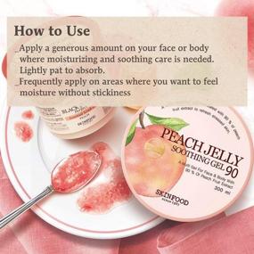 img 2 attached to 🍑 SKINFOOD Peach Jelly Soothing Gel - 10.14 oz (300ml) - 90% Peach Face & Body Moisturizing Gel - Refreshing and Vitalizing without Stickiness - Aloe Vera Gel for Face and Body - Soothing Aloe Vera Gel