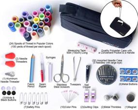 img 3 attached to Premium Sewing Kit for Adults: Over 100 Easy-to-Use Supplies, 24-Color Threads, Needle & Thread Kit for Small Fixes at Home & On-the-Go. Beginners' Travel Sewing Kit for Emergency Repairs