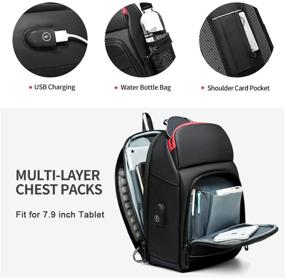 img 1 attached to 👜 Stylish and Convenient Men's Shoulder Bag with Tablet Holder - Black Cross-Body Chest Sling Pack with USB Charging Port