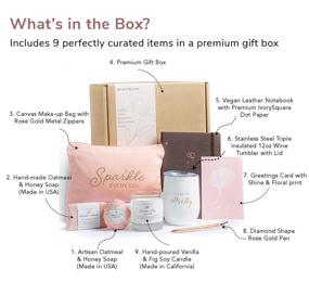 img 3 attached to 🎁 Pretti & Luxe Women's Birthday Spa Gift Basket – Wine Tumbler, Candle, Soap, Bath Bomb, Notebook, Pencil, Make up Bag for Mom, Wife, Friend – Perfect Christmas Present