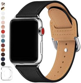 img 4 attached to Power Primacy - ремешок из натуральной кожи топового качества для Apple Watch 38/40/42/44 мм - совместим с часами iWatch для мужчин и женщин серии 6/5/4/3/2/1, SE - черный/серебро, 38/40 мм