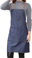 yakefj adjustable denim jean apron with 3 pockets - perfect kitchen apron for women and men логотип