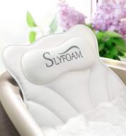 bath pillow for tub - neck and back support, bubble bath accessory for soaking, jacuzzi or spa bathtub - luxury soft 4d bath tub pillow with suction cups for ultimate body relaxation, white logo