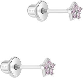 img 3 attached to 🌟 925 Sterling Silver Baby Pink Cubic Zirconia Tiny Star Screw Back Earrings - Safe Screw Backs for Sensitive Ears, Suitable for Baby Girls & Toddlers - Little Star Stud Earrings - Celestial Earring Set