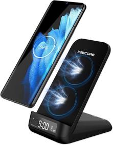 img 4 attached to 📱 Быстрая беспроводная зарядка с будильником - YEECORE 15W Qi-сертифицированная зарядная станция для Samsung Galaxy S21 S20 S10 S9 S8 и iPhone 12/SE 2020/11 Pro/XR/XS Max/X/8