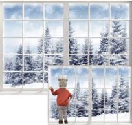 forest winter window backdrop: 7x5ft winter photography backdrop for pictures, christmas and new year party decorations logo