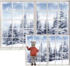 img 4 attached to Forest Winter Window Backdrop: 7x5ft Winter Photography Backdrop for Pictures, Christmas and New Year Party Decorations