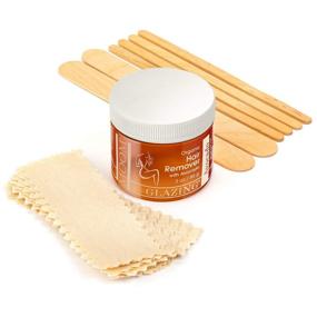 img 3 attached to 🌿 MOOM Organic Lip Face & Eyebrow Wax Kit: Natural Sugar Facial Hair Remover with Avocado Oil & Green Tea - 18 Waxing Strips, 6 Wooden Sticks - 3 oz. 1 Pack