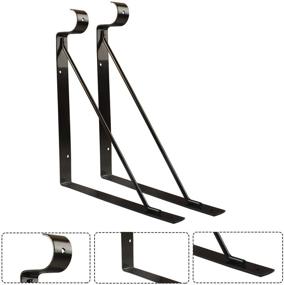 img 2 attached to 🛠️ Enhanced Durability: Set of 4 Heavy Duty Closet Shelf and Rod Bracket, Sleek Eau Black Design with Superior Support for Shelf Storage and Closet Rods