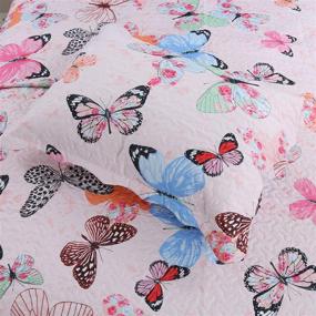 img 2 attached to 🦋 MarCielo 2 Piece Kids Bedspread Quilts Set - Twin Size Butterfly Bedding Coverlet for Teens Boys Girls, Printed Throw Blanket