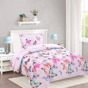 img 3 attached to 🦋 MarCielo 2 Piece Kids Bedspread Quilts Set - Twin Size Butterfly Bedding Coverlet for Teens Boys Girls, Printed Throw Blanket