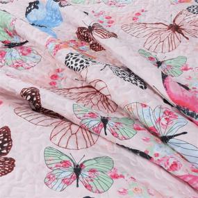 img 1 attached to 🦋 MarCielo 2 Piece Kids Bedspread Quilts Set - Twin Size Butterfly Bedding Coverlet for Teens Boys Girls, Printed Throw Blanket