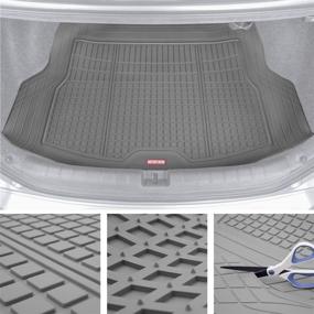 img 4 attached to 🚗 Motor Trend Premium FlexTough All-Protection Cargo Mat Liner with Traction Grips and Fresh Design - Heavy Duty Trimmable Trunk Liner for Car Truck SUV, Gray (DB220-B2)