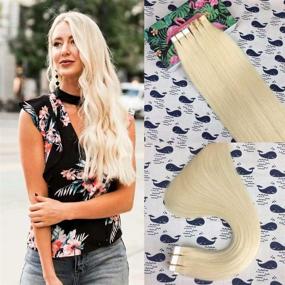 img 4 attached to 💇 Гикю 16 дюймов, 30 г / 20 шт. Двусторонний накладной налипающий метод на кожу - Невидимые, бело-русые #60 продливания из натуральных волос Реми компании Гикю