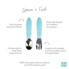 img 3 attached to Blue Bumkins Silicone and Stainless Steel Baby Utensils Set - Spoon and Fork for Self Feeding and Toddler Silverware