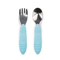 blue bumkins silicone and stainless steel baby utensils set - spoon and fork for self feeding and toddler silverware logo