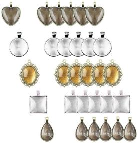 img 4 attached to 📿 25 PCS Pendant Tray Kits with 25 PCS Glass Dome Tiles, Clear Cameo for Jewelry Making - Oval, Round, Square, Heart, Teardrop Shapes in 3 Colors, Total of 50 PCS