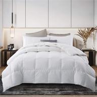 🌿 puredown lightweight white goose down comforter duvet insert, 100% cotton fabric | corner duvet tabs | light warmth thin quilt for summer & warmer climates | full/queen size logo