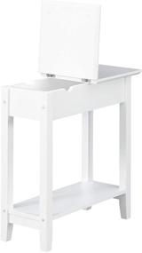 img 1 attached to 💡 Convenience Concepts American Heritage Flip Top End Table: Charging Station & Shelf in White