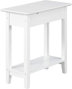 img 3 attached to 💡 Convenience Concepts American Heritage Flip Top End Table: Charging Station & Shelf in White