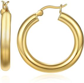 img 4 attached to 💎 Stylish and Hypoallergenic Women's Hoop Earrings: AOAVOV 18K White Gold Plated Couple Accessories