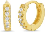 💎 14k yellow gold plated twobirch cz diamond simulant huggy hoop earrings: elegant tiny hoops for women & girls logo