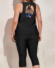 img 3 attached to 👙 Yonique Plus Size Swimsuits for Women: Tankini Tops with Sports Bra and Swim Capris - Athletic Bathing Suits